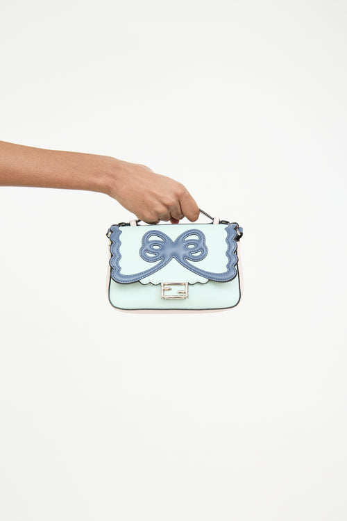 Fendi Blue 
Multicolour Leather Vitello Dolce Bow Bag