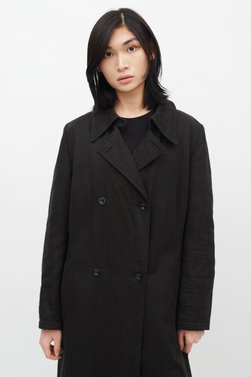 Fendi Vintage Black Monogram Double Breasted Coat