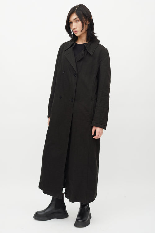 Fendi Vintage Black Monogram Double Breasted Coat