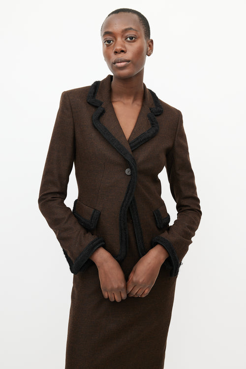 Fendi Vintage Brown 
Black Trim Blazer