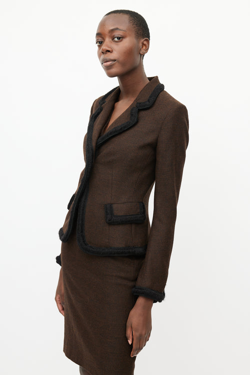 Fendi Vintage Brown 
Black Trim Blazer