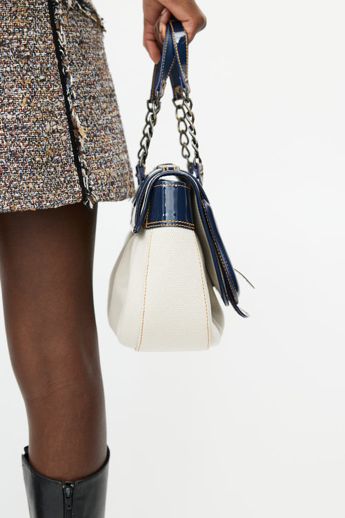 Fendi White 
Blue Leather B Bag