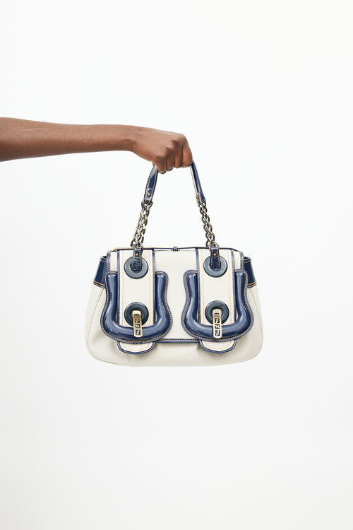 Fendi White 
Blue Leather B Bag