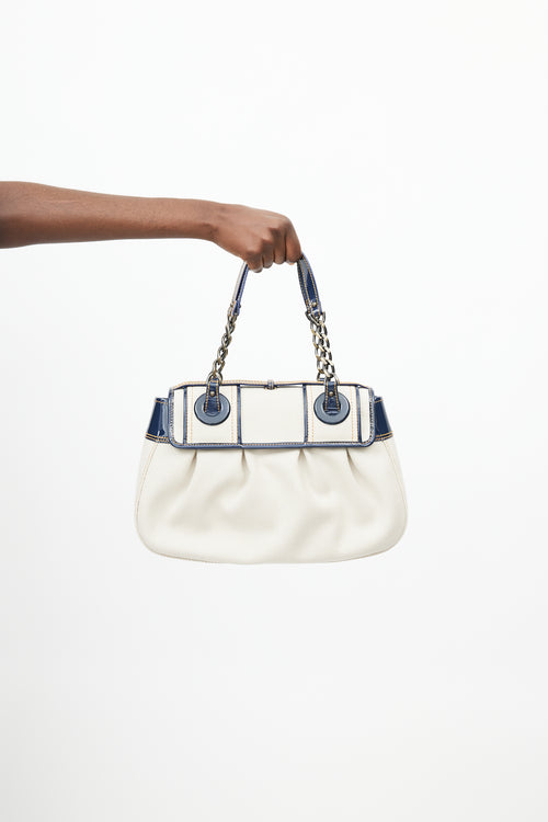 Fendi White 
Blue Leather B Bag