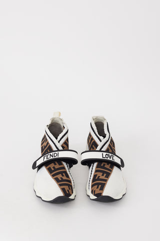 Fendi White 
Brown Mesh FF Monogram Rockoko Sneaker