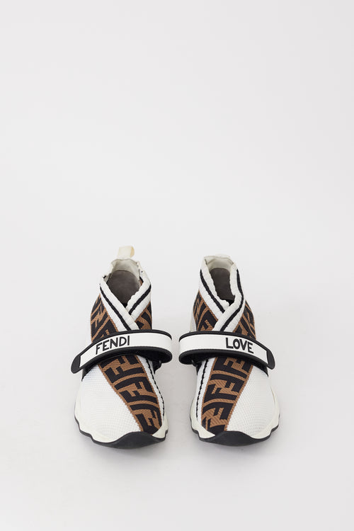 Fendi White 
Brown Mesh FF Monogram Rockoko Sneaker