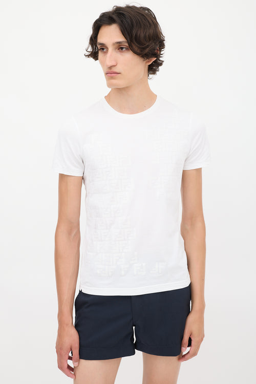 Fendi White Cotton FF Logo T-Shirt