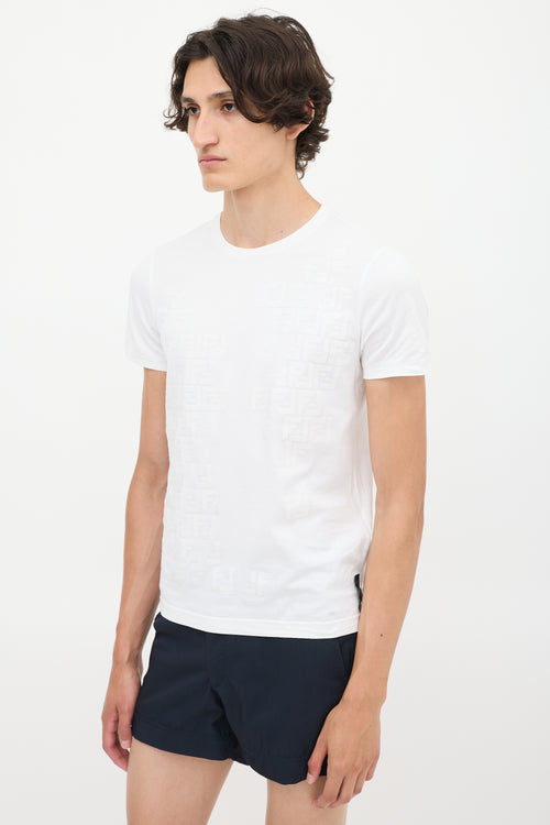 Fendi White Cotton FF Logo T-Shirt