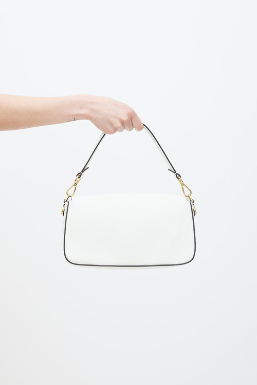 Fendi White 
Gold Leather Multipocket Baguette Bag