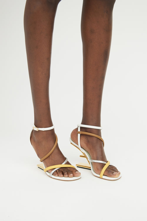 Fendi White 
Multi Colour First Strappy Sandal