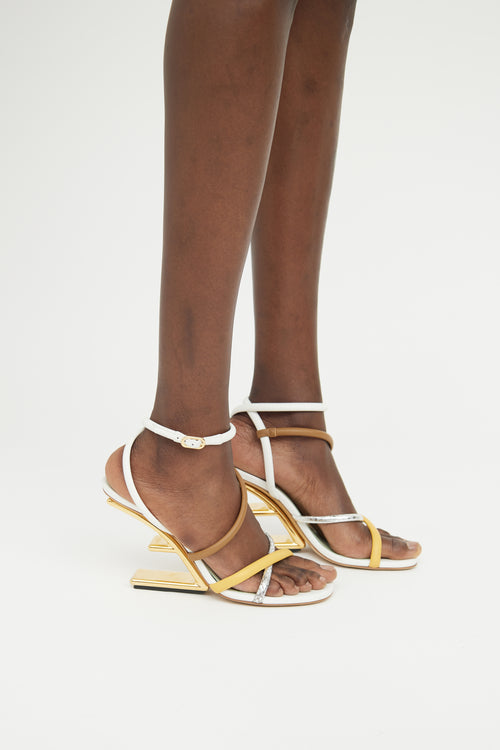 Fendi White 
Multi Colour First Strappy Sandal