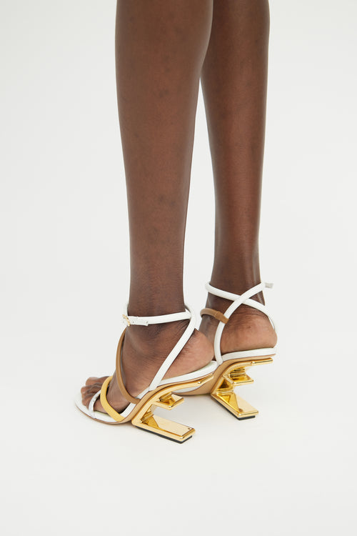 Fendi White 
Multi Colour First Strappy Sandal