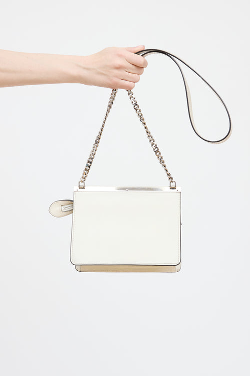 Fendi White Metal Spike Leather Chain Bag