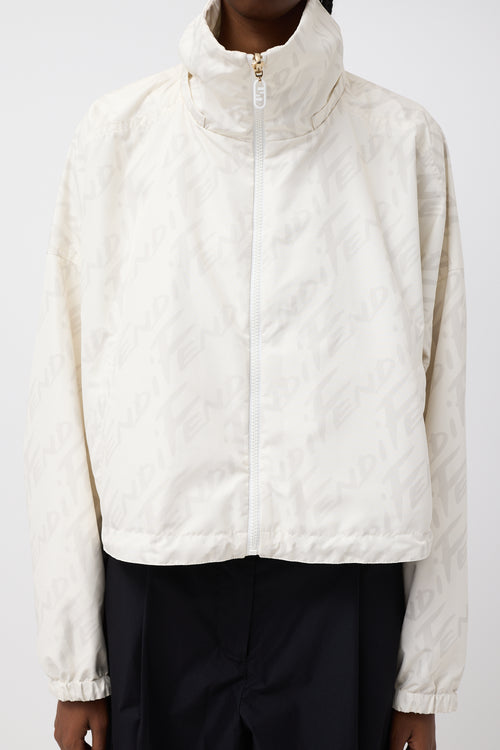 Fendi White 
Multi Reversible Logo Windbreaker Jacket