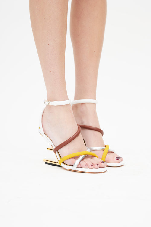 Fendi White 
Multicolour First Strappy Sandal