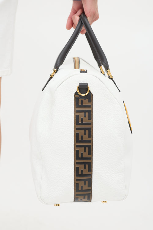 Fendi White 
Multicolour Leather Logo Mania Weekender Bag