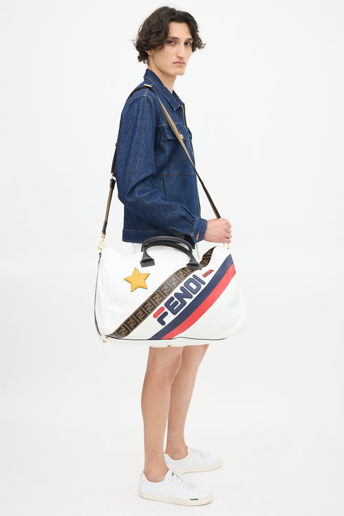 Fendi White 
Multicolour Leather Logo Mania Weekender Bag