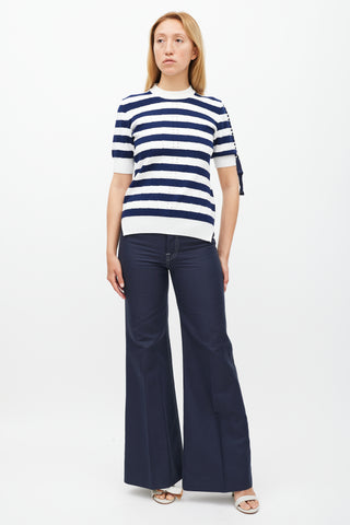 Fendi White 
Navy Striped Knit Top