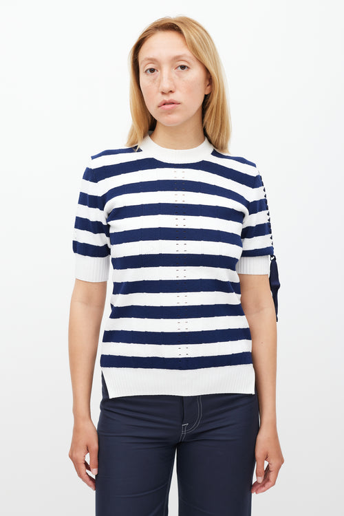 Fendi White 
Navy Striped Knit Top