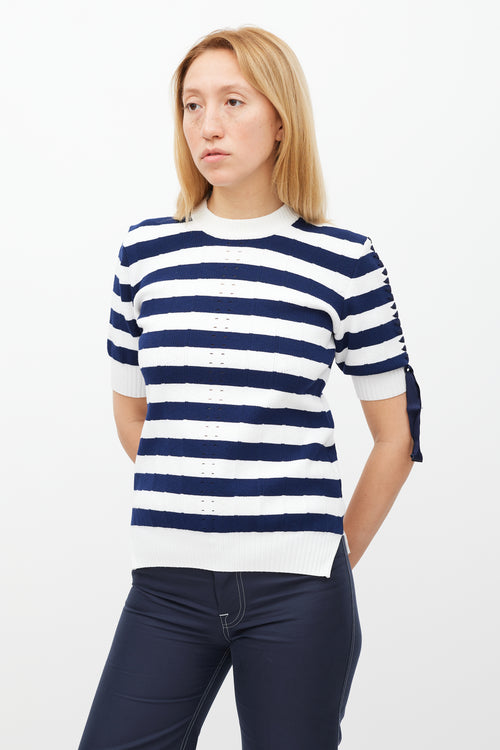 Fendi White 
Navy Striped Knit Top