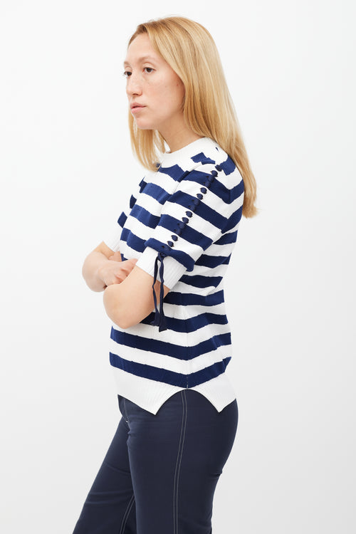 Fendi White 
Navy Striped Knit Top