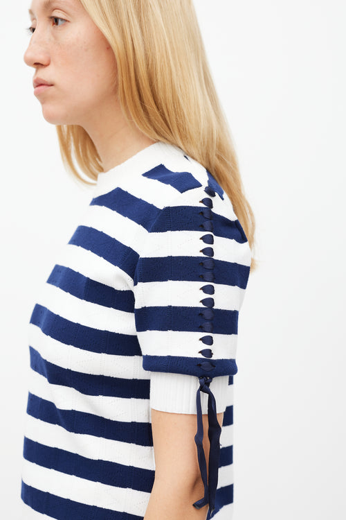 Fendi White 
Navy Striped Knit Top