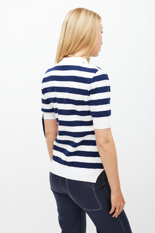 Fendi White 
Navy Striped Knit Top