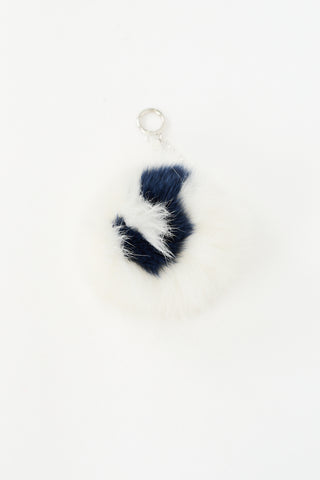 Fendi White 
Navy Fur J Pom Pom Charm