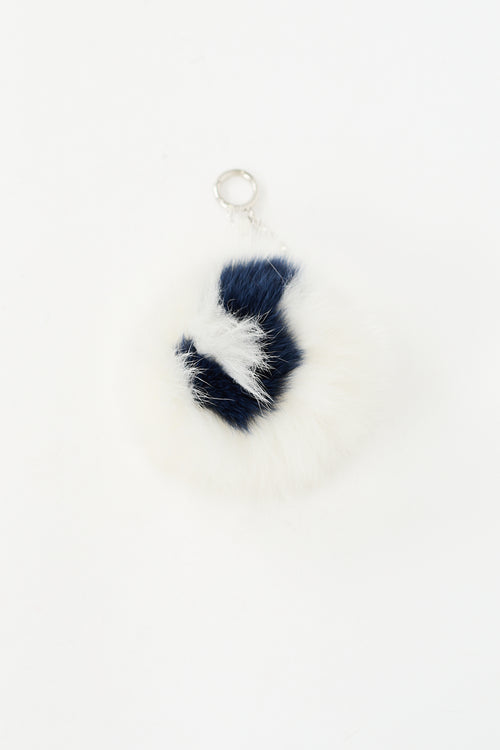 Fendi White 
Navy Fur J Pom Pom Charm