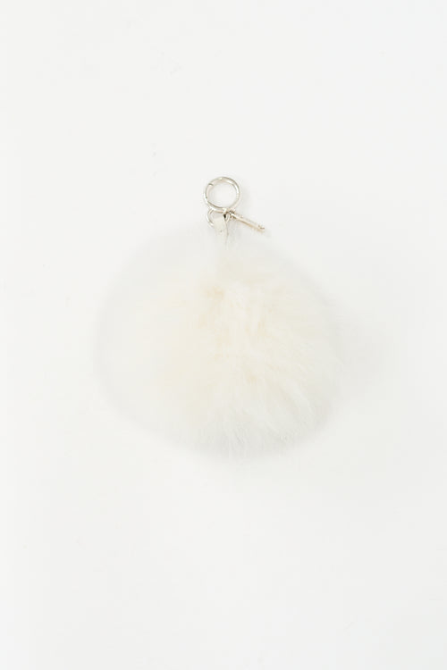 Fendi White 
Navy Fur J Pom Pom Charm