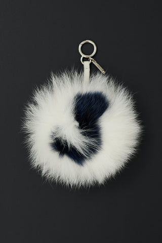 Fendi White 
Navy Fur J Pom Pom Charm