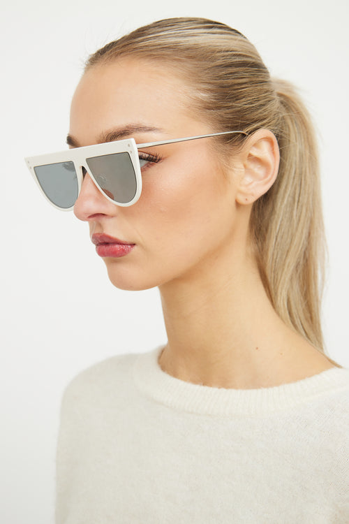 Fendi White 
Silver Flat Top FF0372/S Sunglasses