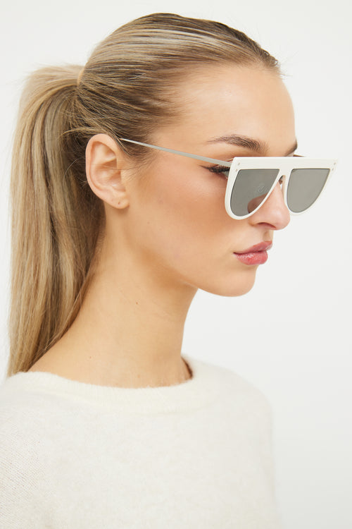 Fendi White 
Silver Flat Top FF0372/S Sunglasses