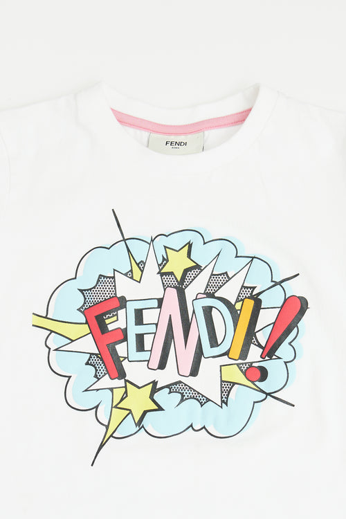 Fendi White Chest Graphic T-shirt