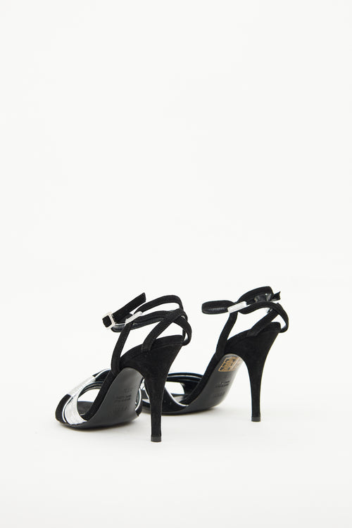 Black Suede 
Silver Sandal Fendi