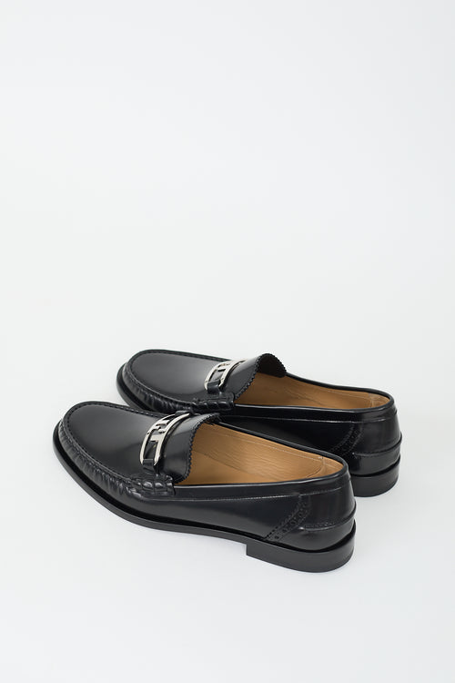 Fendi Black Leather O
Lock Loafer