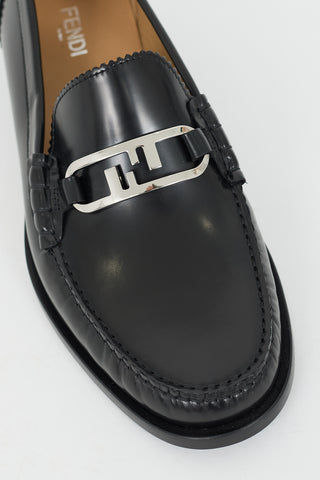 Fendi Black Leather O
Lock Loafer