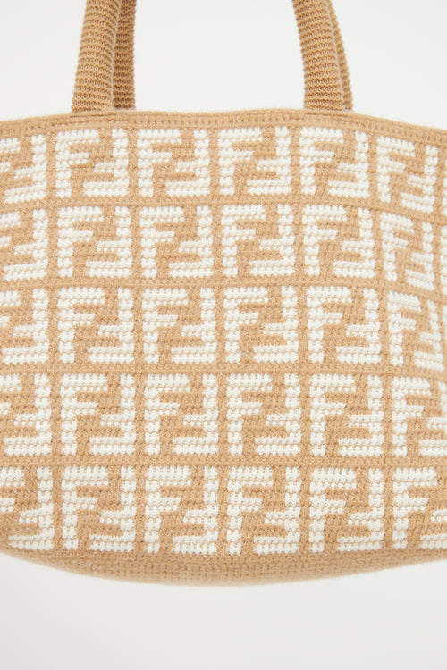 Fendi FF Cammello Knit Cashmere Tote Bag