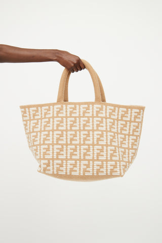 Fendi FF Cammello Knit Cashmere Tote Bag