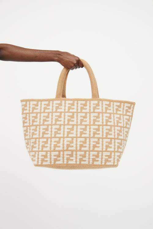 Fendi FF Cammello Knit Cashmere Tote Bag