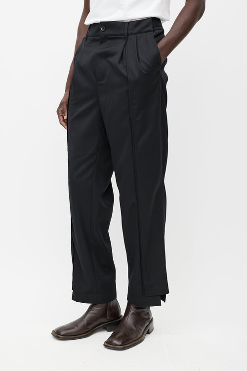 Feng Chen Wang Black Wool Deconstructed Trouser