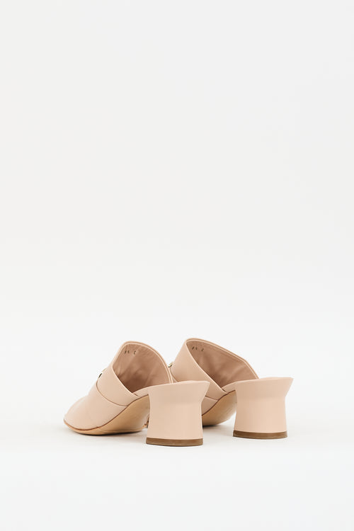 Ferragamo Beige Leather Gancini Mule