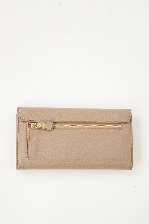 Ferragamo Beige Leather Wallet On Chain