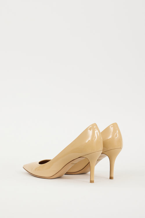 Ferragamo Beige Patent Leather Heel