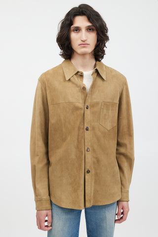 Ferragamo Beige Suede Button Up Shirt