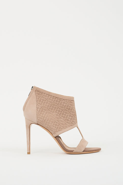 Ferragamo Beige Suede Cutout Pacela C Heel