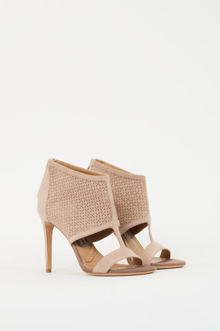 Ferragamo Beige Suede Cutout Pacela C Heel