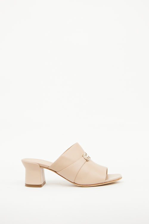 Beige Leather Horsebit Sandal Ferragamo