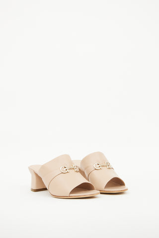 Beige Leather Horsebit Sandal Ferragamo