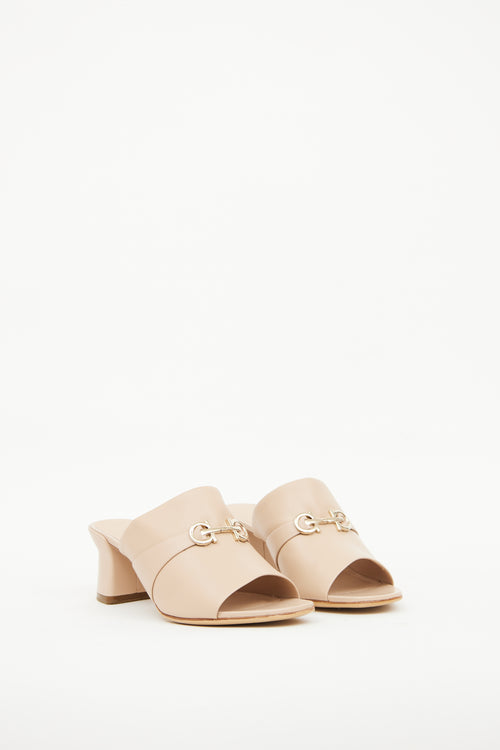 Beige Leather Horsebit Sandal Ferragamo